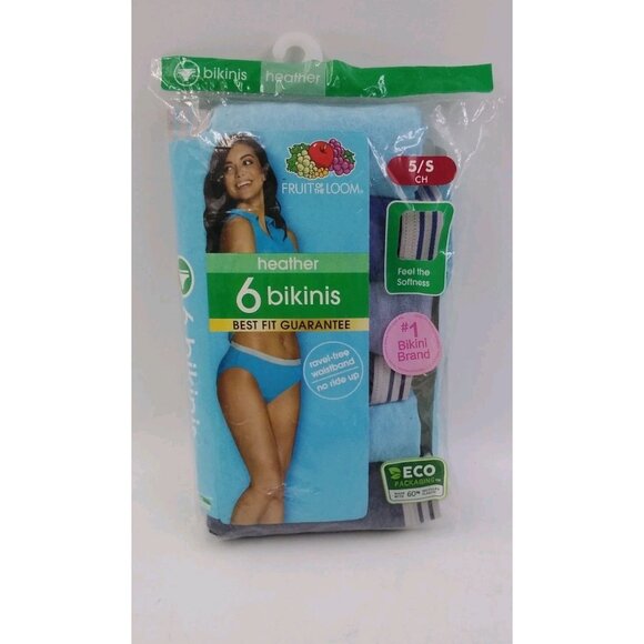Fruit of the Loom Womens Ladies 6 Pk Cotton Bikini Panties Underwear Sz 5/S NEW - Picture 1 of 4